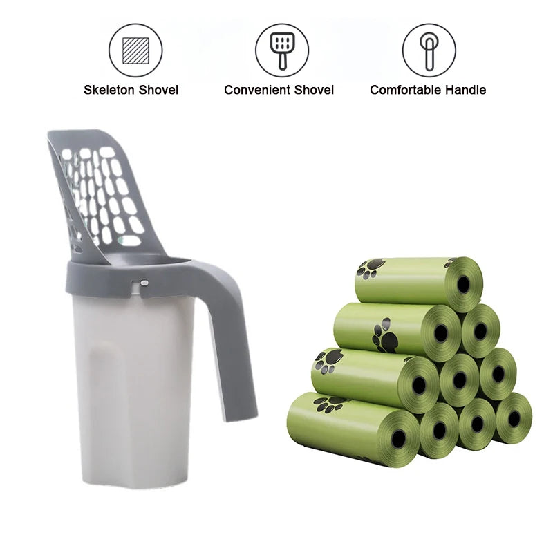 Pá Coletora Higiênica Com Dispenser Areia Gato Pet portátil